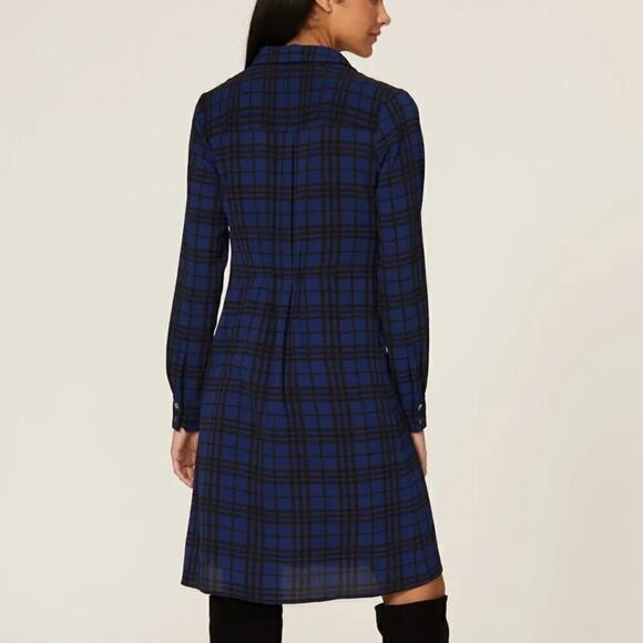 Thakoon Dress Plaid Button Front Long Sleeve A-Line Shirtdress Blue 4 - Picture 2 of 11